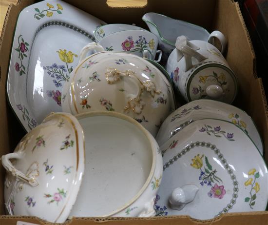 A Spode Summer Palace part dinner service and two Continental porcelain tureens